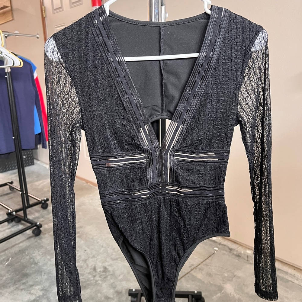 SHEIN Black Lace Detail Top